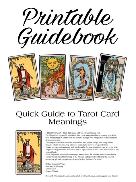 Tarot Card Meanings Book