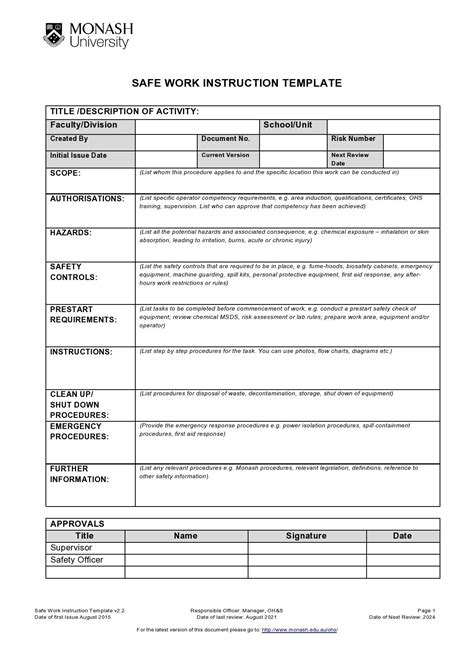 Task-Based Work Instruction Template