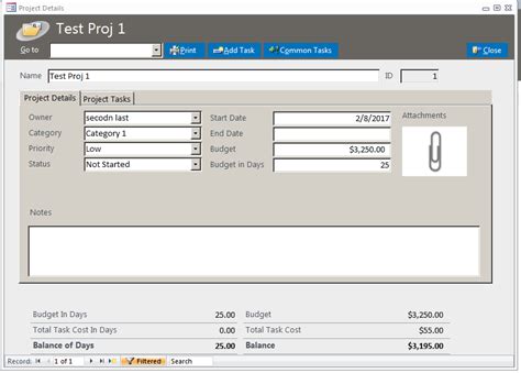 Task Management Access Database Template Productivity