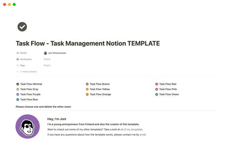 Task management Notion template