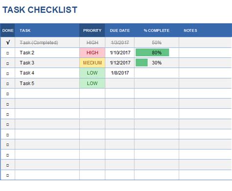 Task Management Template in Excel