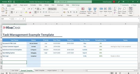 Task Management Template Excel