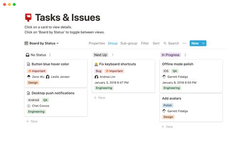 Tasks Page Notion Template