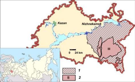 Map of oil fields in Tatarstan