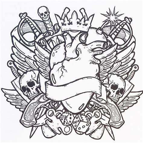 Tattoo coloring pages for kids