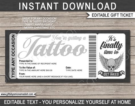 Tattoo Deposit Voucher Template Example