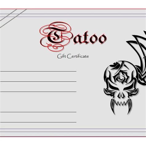 Tattoo Gift Certificate Template with Pattern