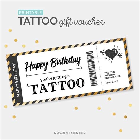 Tattoo Gift Certificates for Anniversary