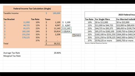 Using the IF function to calculate tax brackets in Excel