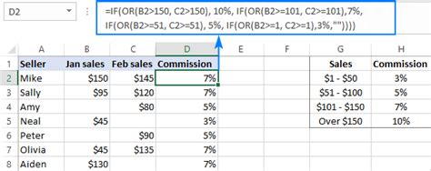 Using a formula with multiple IF statements to calculate tax brackets in Excel