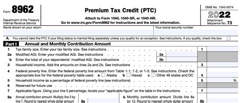 Tax Form 8962 Printable Version