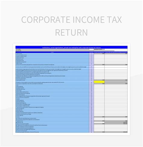 Tax Return Excel Template