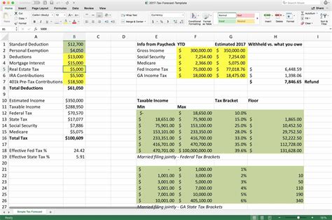 Taxable income calculator Excel workbook