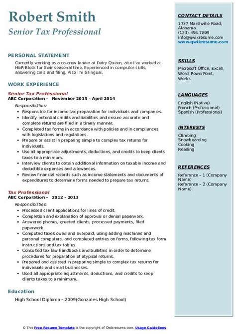 Taxation Resume Template