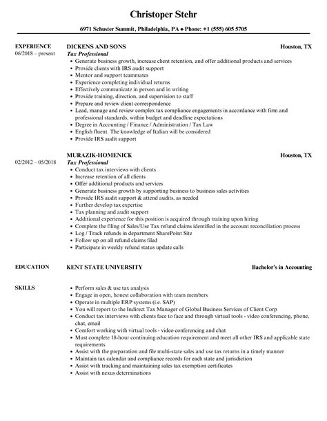 Taxation Resume Template Example