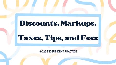 Taxes and Discounts