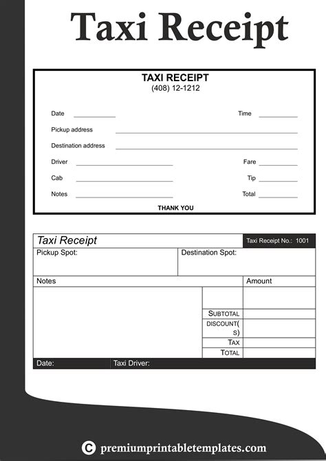 Taxi Receipt Template 5