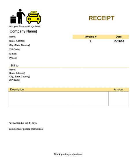 Taxi Receipt Template Design