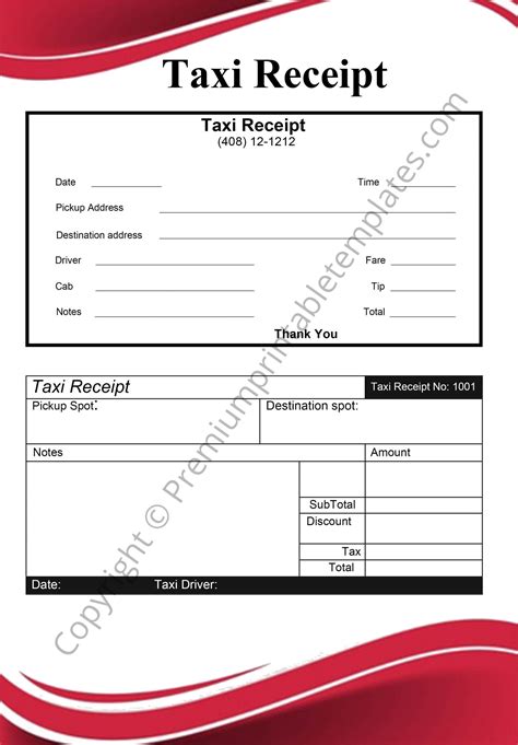 Taxi Receipt Template Format