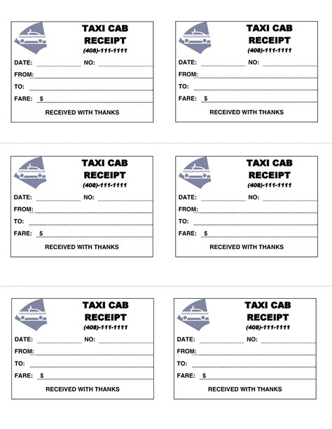 Taxi Receipt Template Free