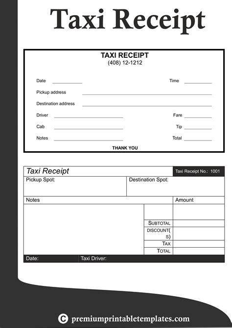 Taxi Receipt Template Word