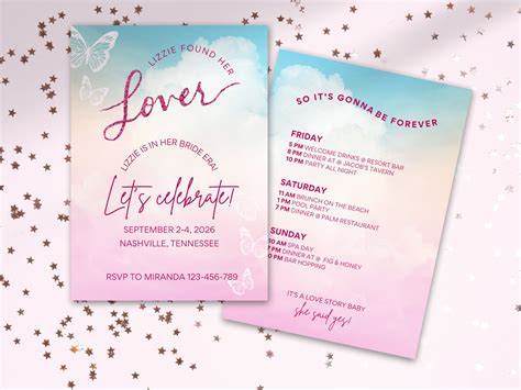 Taylor Swift-inspired invitation template with pastel colors and floral patterns