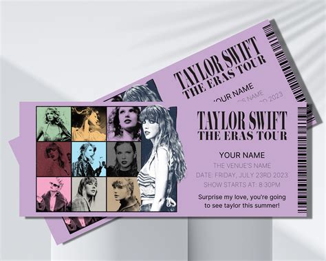 Taylor Swift Ticket Template with bold typography