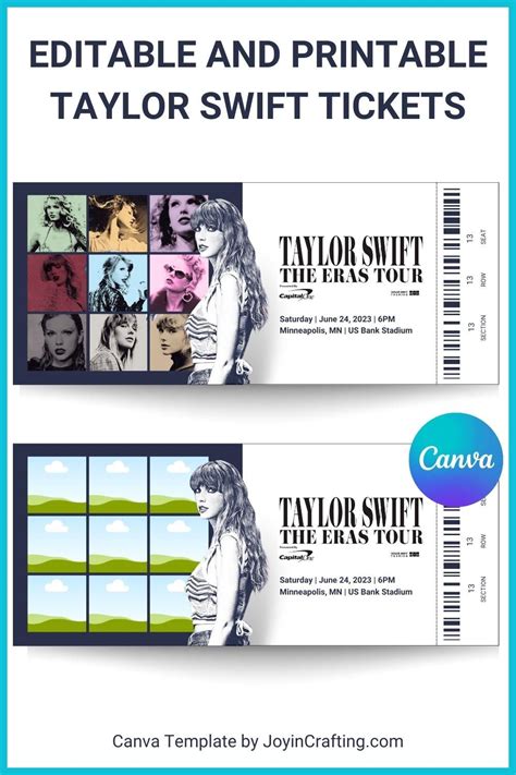 Taylor Swift Ticket Template with pastel color scheme