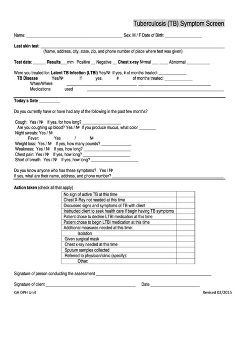 TB Skin Test Result Notification Form Example