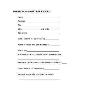 Detailed TB Skin Test Form