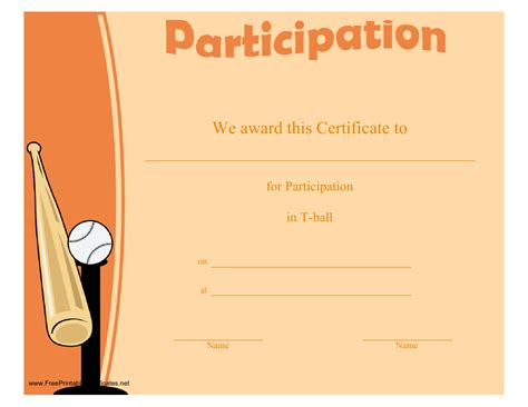 T-Ball Certificate of Participation