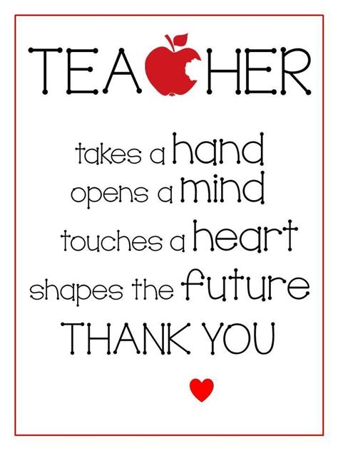 Teacher Appreciation Poem Printable Quotes