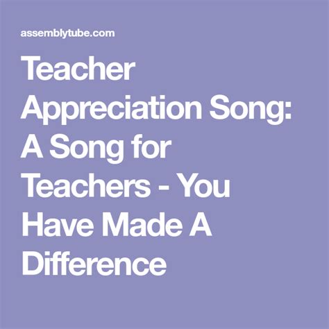 Teacher Appreciation Songs