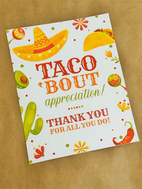 Teacher appreciation taco bar printable