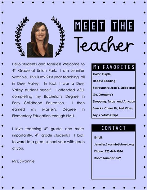 Teacher Bio Template 4