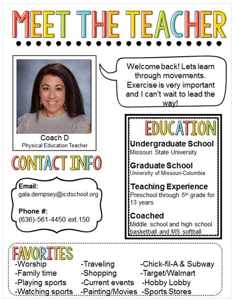 Example of a Teacher Bio Template