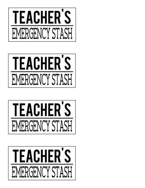 Teacher Emergency Stash Kit Printables