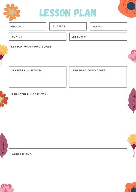 Teacher Lesson Plan Template Example