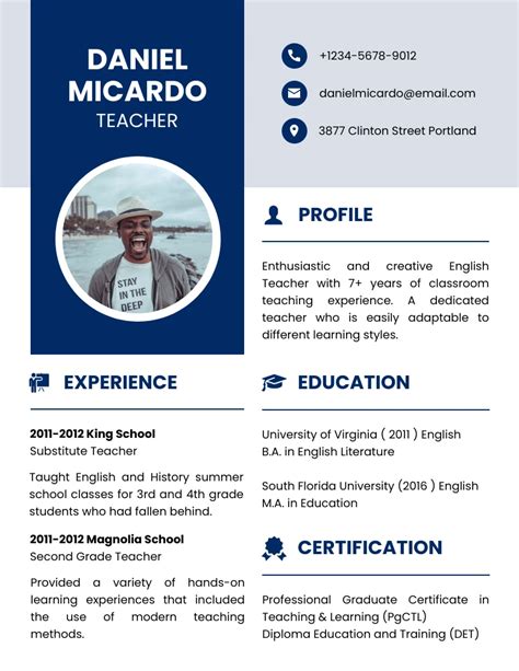 Teacher Resume Template Design