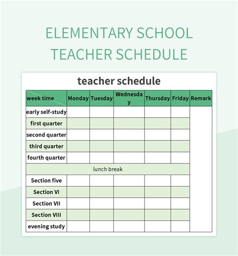 Teacher Schedule Template