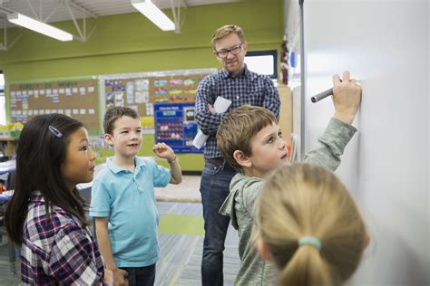 Teacher and students participating in a fun educational activity