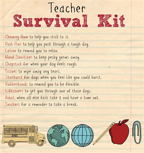 Teacher Survival Kit Labels