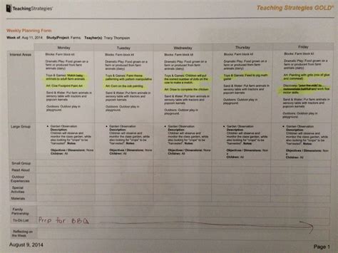 Teaching Strategies Gold Lesson Plan Template