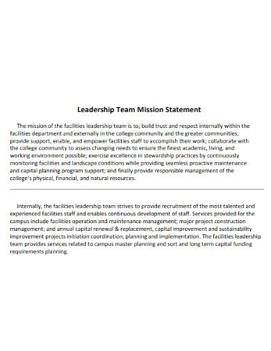 Team Leader Summary Statement