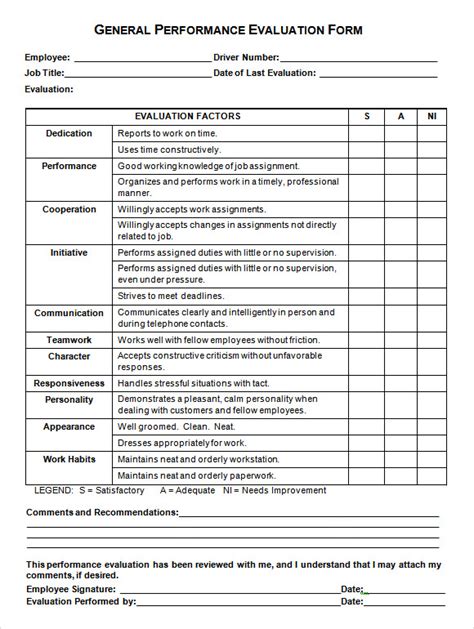 Team Performance Evaluation Form