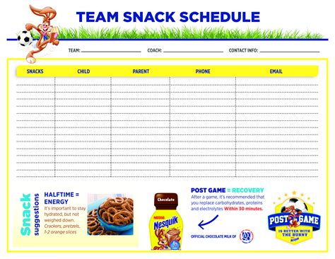 Common Mistakes Team Snack Schedule Template