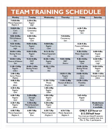 Team Training Schedule Template