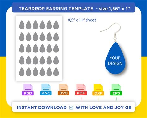 Tear drop earring template inspiration 1