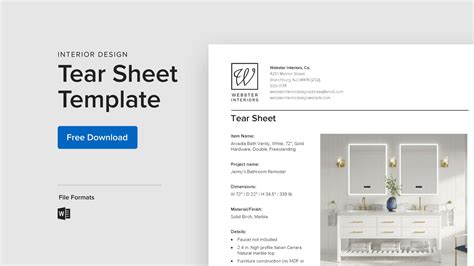 Tear sheet template header