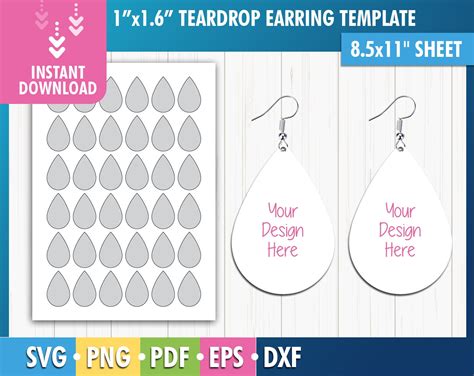 Teardrop Earring Template Ideas